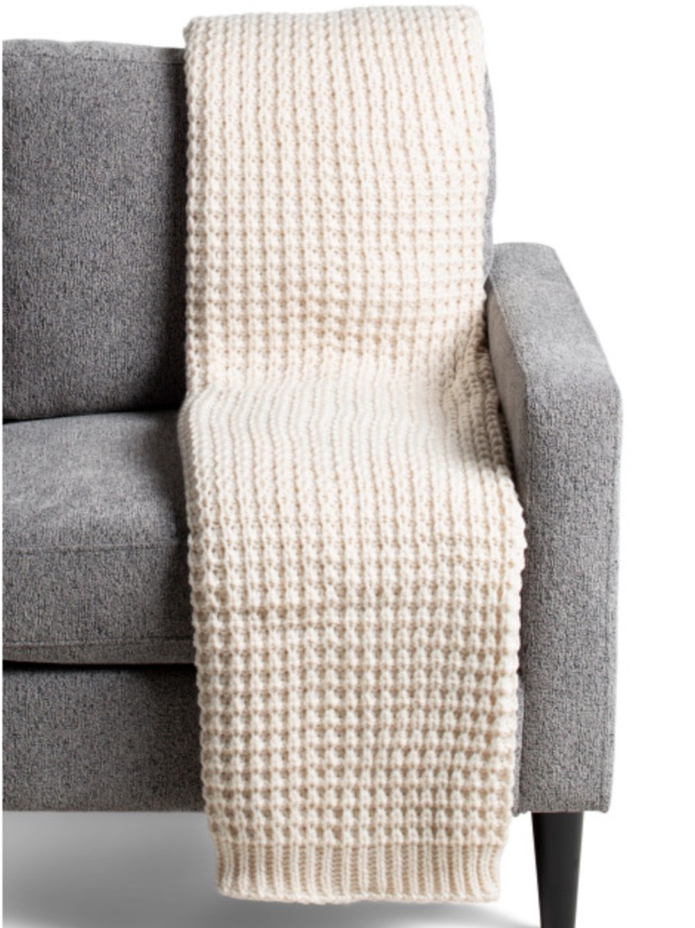 Brooks Brothers Cream Waffle Knit Throw